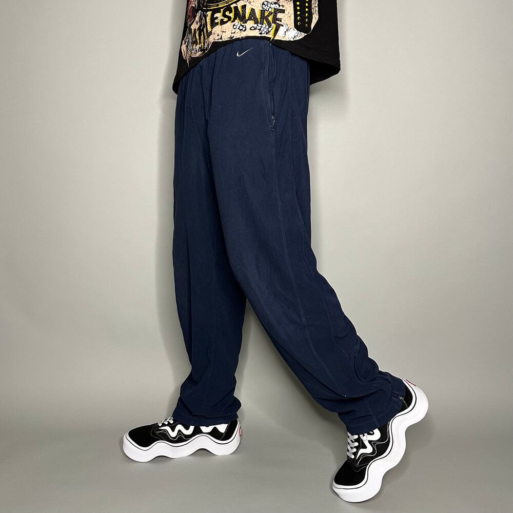 Vintage Y2K Nike Sweatpants Mens XL Navy Blue Fleece Grey Swoosh Therma Fit